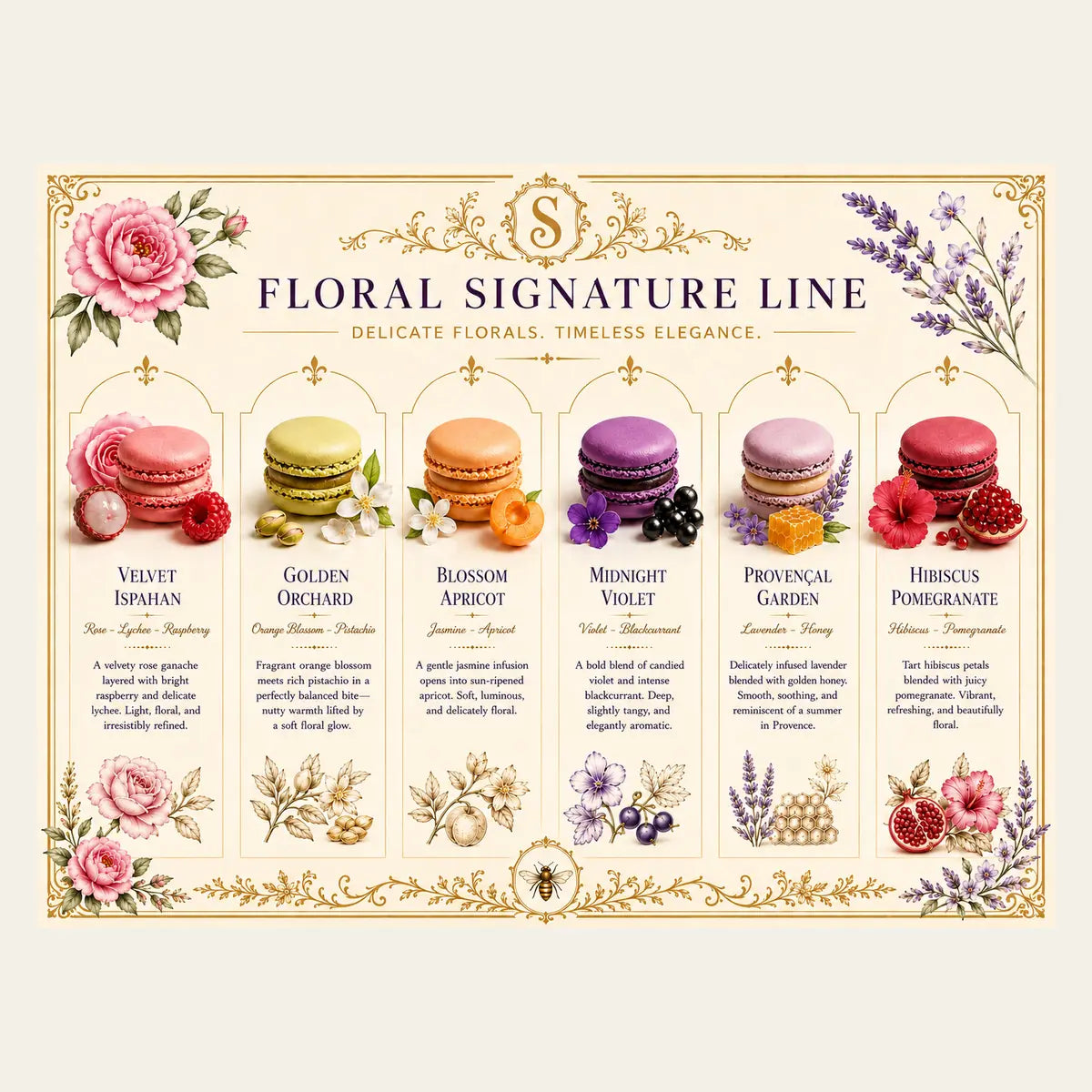 Floral Signature Line Macaron Box (6 Pieces)