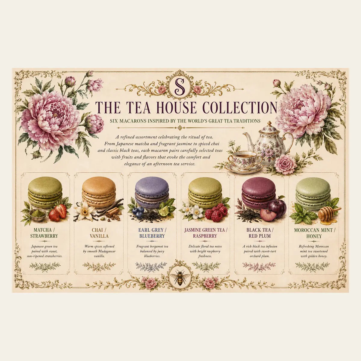 Tea House Collection Macaron Box (6 Pieces)
