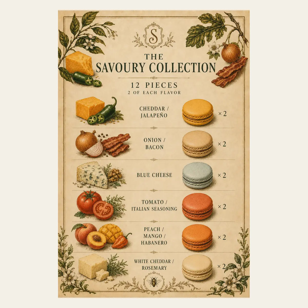 Savoury Collection Macaron Box (12 Pieces)